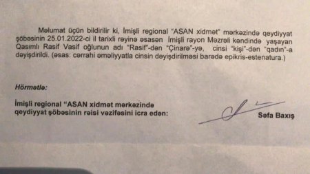 Kişi cinsini dəyişib qadın oldu - Azərbaycanda